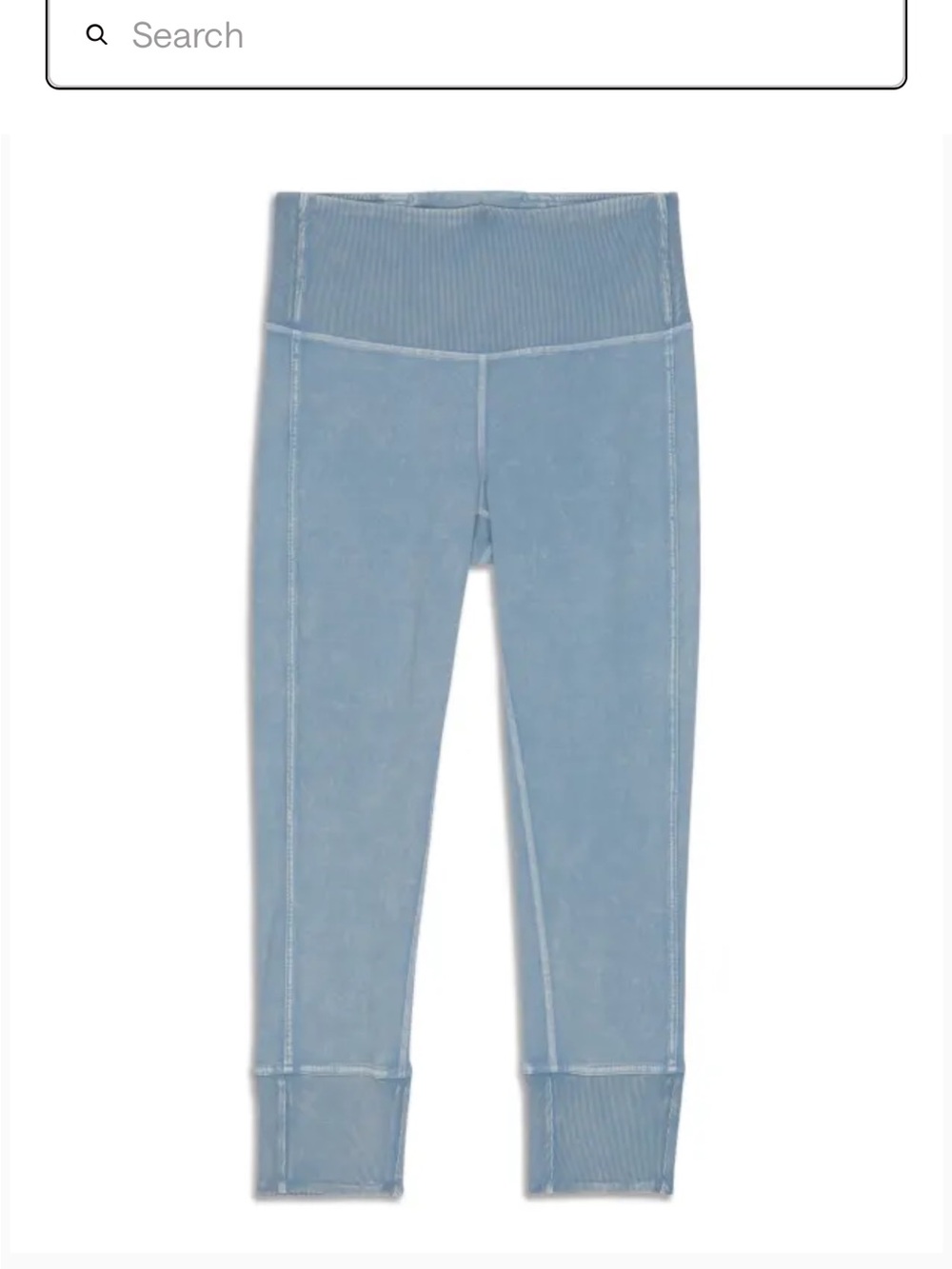lululemon wonder under Ribbed-Waist Cropped Leggings in washed Blue moon.
